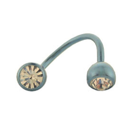 Titanium 14 Gauge Light Blue Twister Spiral Ring with Clear CZ