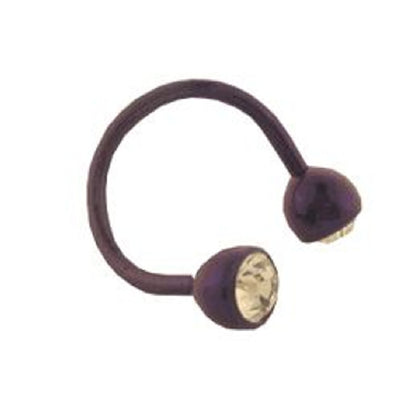Titanium 14 Gauge Purple Twister Spiral Ring with Clear CZ Bead