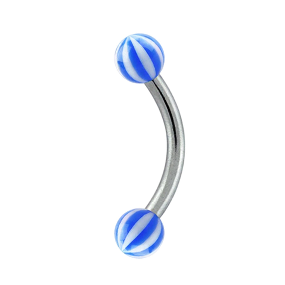 Titanium 16 Gauge UV Glow Beach Ball Curved Barbell