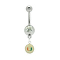 Surgical Steel 14 Gauge Belly Button Ring with UM Logo Dangle