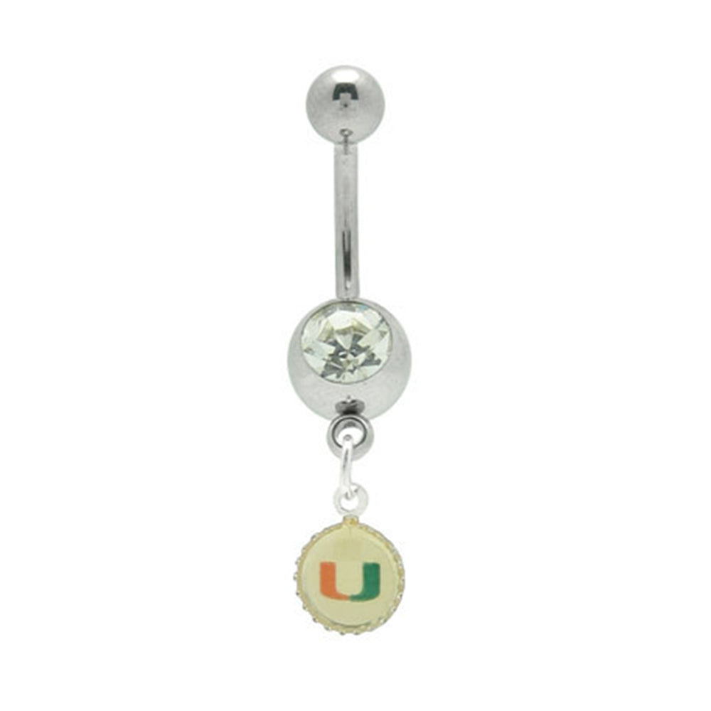 Surgical Steel 14 Gauge Belly Button Ring with UM Logo Dangle