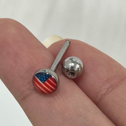 Surgical Steel 14 Gauge Tongue Barbell with USA Flag - photo 2