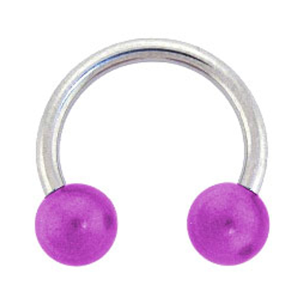 Surgical Steel 14 Gauge Horseshoe Circular Barbell UV Acrylic Ball