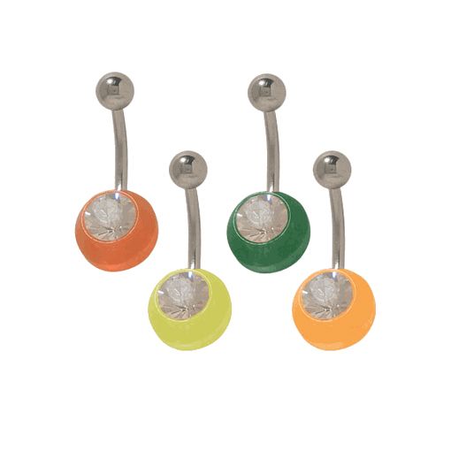 Surgical Steel 14 Gauge Belly Ring with UV Acrylic Bead and CZ