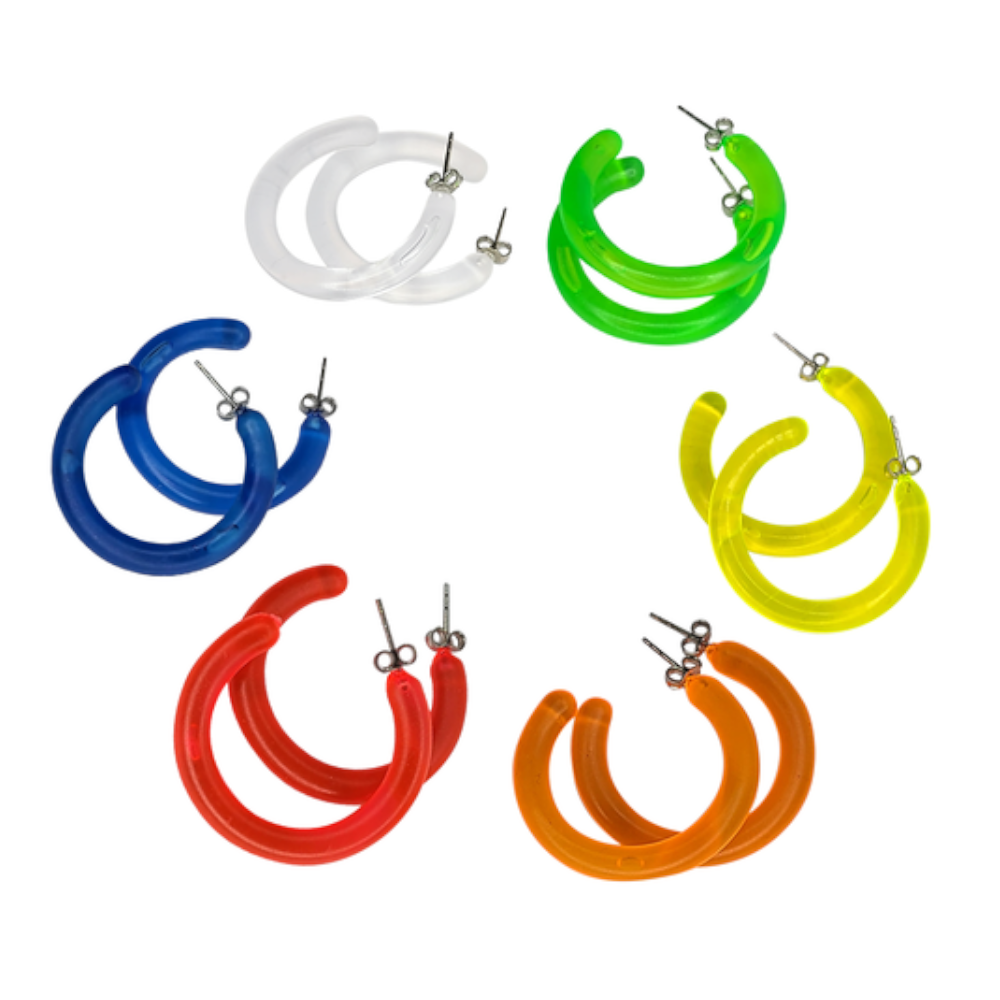 Surgical Steel 1/2" Inch to 1" Inch Hoop Ring with UV Acrylic - Pair