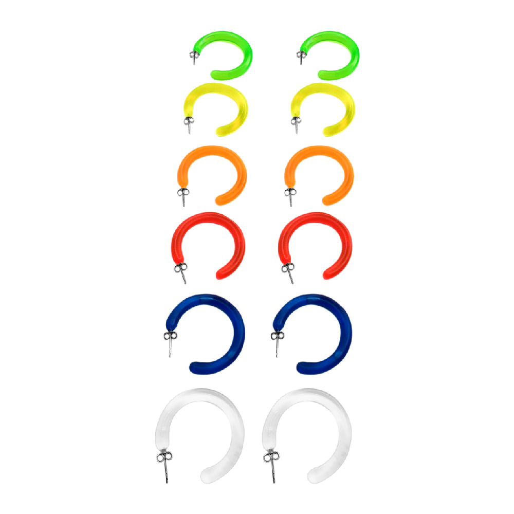 Surgical Steel 1/2" Inch to 1" Inch Hoop Ring with UV Acrylic - Pair - photo 2