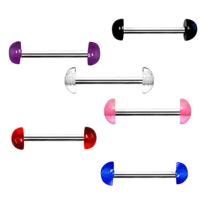 Surgical Steel 14 Gauge Straight Barbell with UV Acrylic Balls