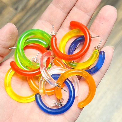 Surgical Steel 1/2" Inch to 1" Inch Hoop Ring with UV Acrylic - Pair - photo 3