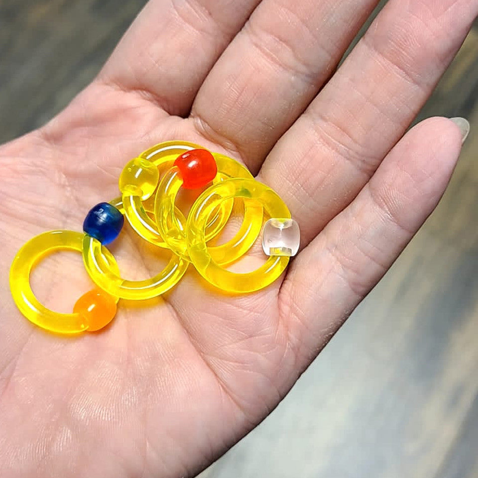 Acrylic 8 Gauge UV Captive Bead Rings - 10 Pack