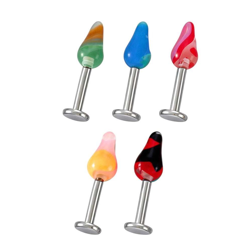 Surgical Steel 14 Gauge Labret Stud Spike with UV Acrylic