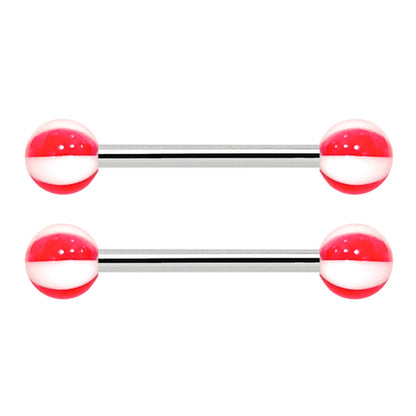 Surgical Steel Nipple Barbell 14G 14mm with Beach Balls - Pair - photo 3