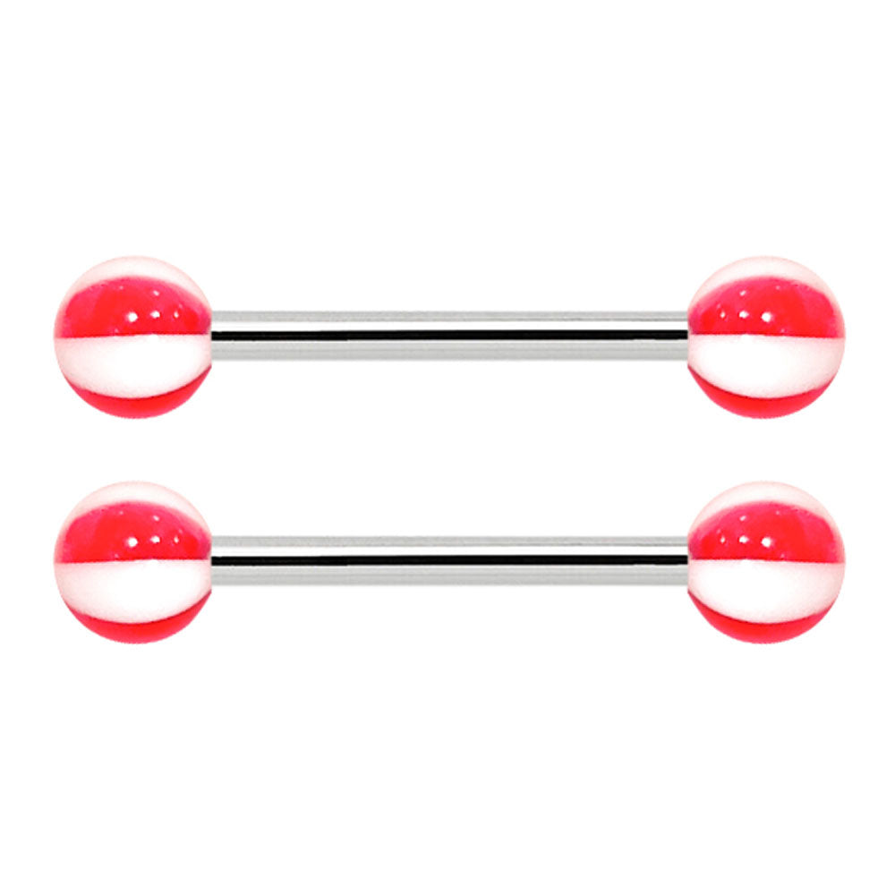 Titanium Nipple Barbell 14G 14mm with Beach Balls - Pair
