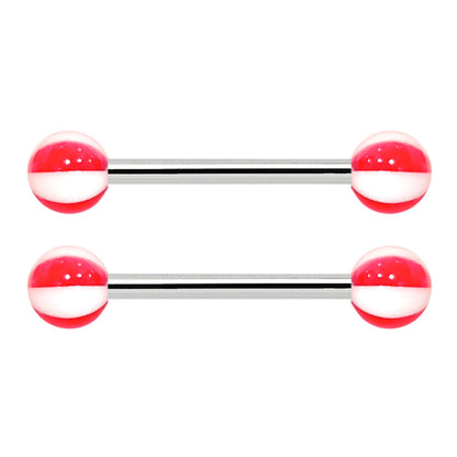 Titanium Nipple Barbell 14G 14mm with Beach Balls - Pair