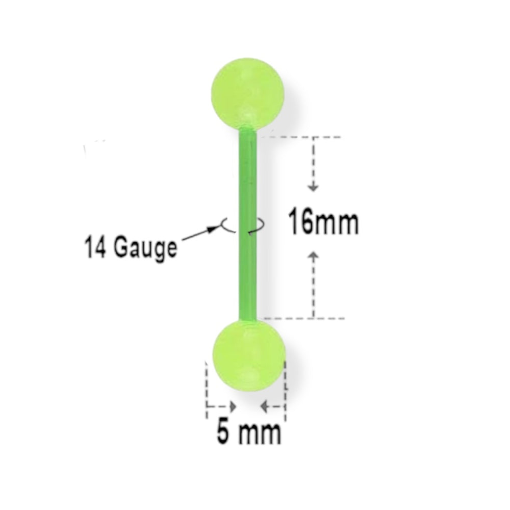 Acrylic 14 Gauge Flexible Straight Barbell with UV Glow - photo 2