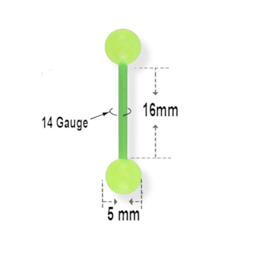 Acrylic 14 Gauge Flexible Straight Barbell with UV Glow - photo 2