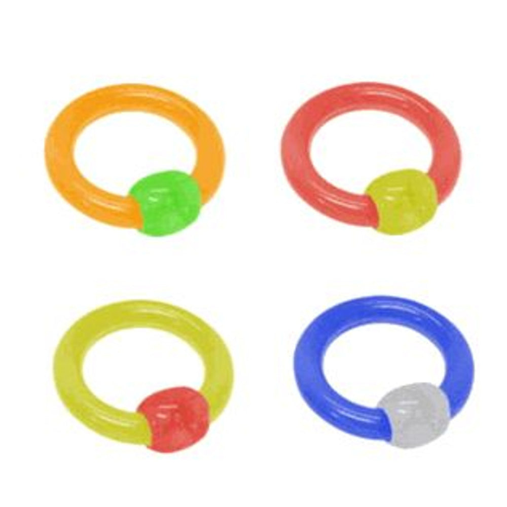 UV Glow Acrylic 8 Gauge Captive Bead Ring with Dimple Ball