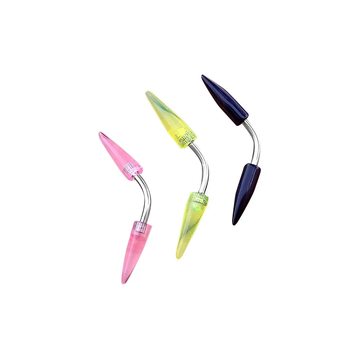 Surgical Steel 14 Gauge Curved Eyebrow Barbell with UV Spike - photo 4