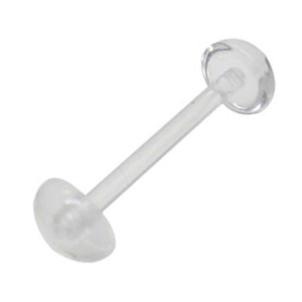 Acrylic 14 Gauge Straight Barbell Clear Half Balls with UV Glow