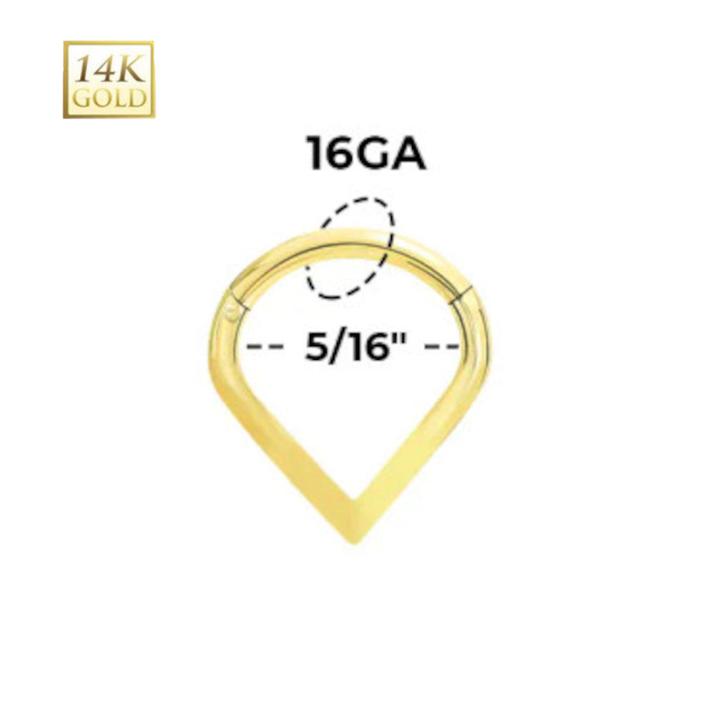 14K Solid Gold 16 Gauge Teardrop Hinged Segment Ring