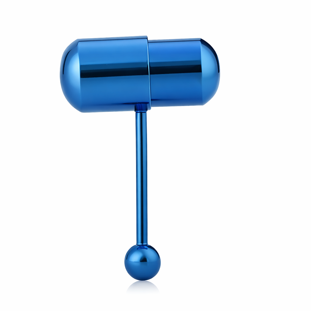 Surgical Steel Vibrating Tongue Barbell 14 Gauge Blue