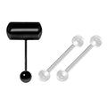 Black PVD Surgical Steel 14G Vibrating Tongue Barbell - 3 Pack
