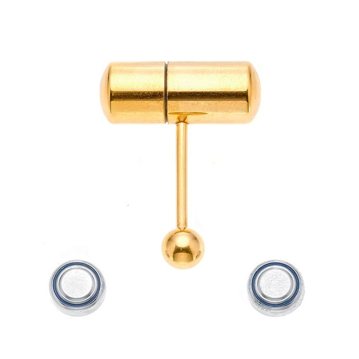 Surgical Steel 14 Gauge Vibrating Tongue Barbell with PVD Gold
