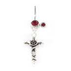 Surgical Steel Belly Button Ring 14 Gauge Vintage Sword & Red Gem - Kruelty - Photo 3