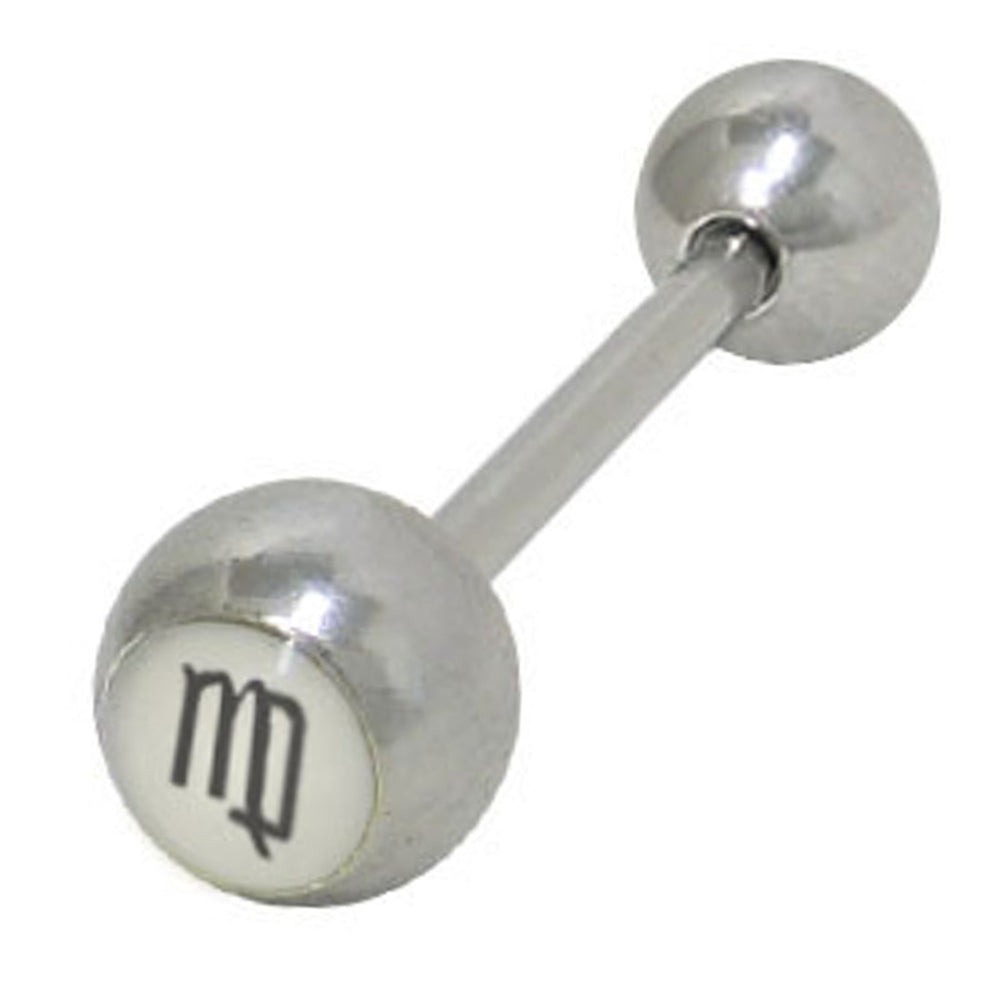 Surgical Steel 14 Gauge Tongue Barbell with Virgo Sign