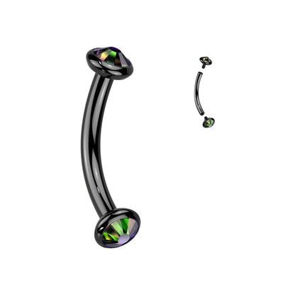 Titanium Curved Eyebrow Barbell 16G 8mm with CZ - photo 13