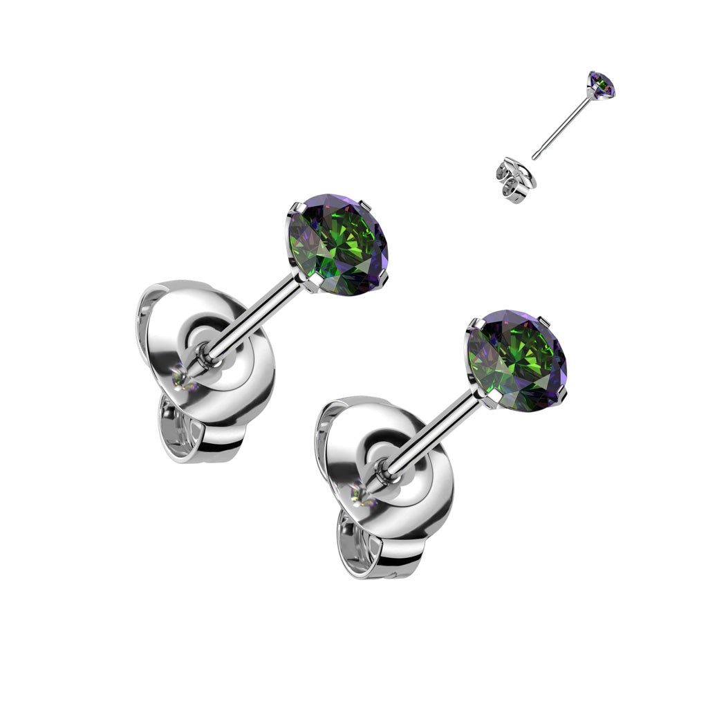 Titanium Prong Set CZ Stud Earrings 20G 2mm to 4mm - Pair - photo 9