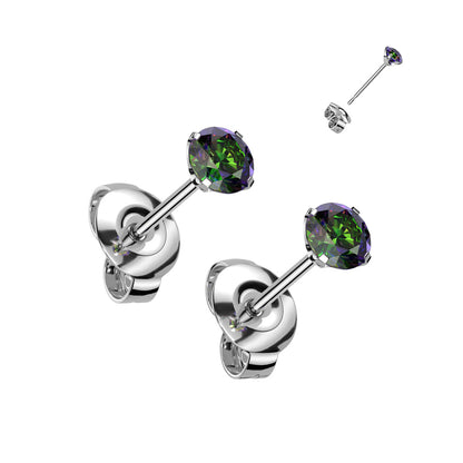 Titanium Prong Set CZ Stud Earrings 20G 2mm to 4mm - Pair - photo 9