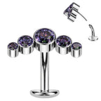 Titanium 14 Gauge Reversed CZ Floating Belly Ring Convex Base
