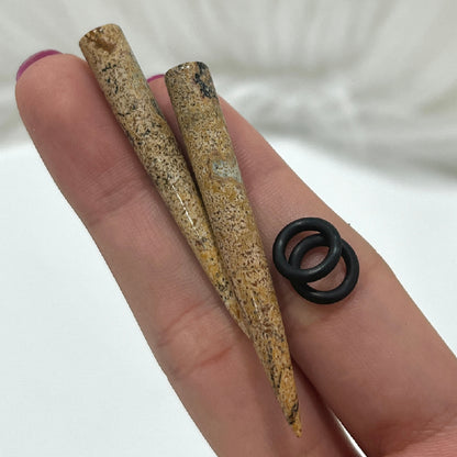 Walnut Jasper Stone Tapers 0 to 2 Gauge - Pair - photo 3