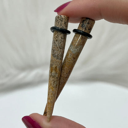 Walnut Jasper Stone Tapers 0 to 2 Gauge - Pair - photo 2