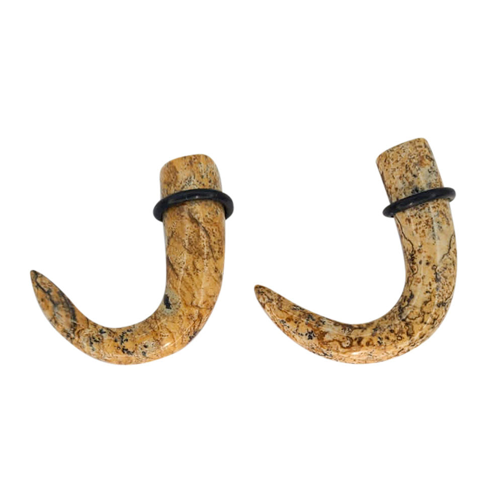 Walnut Stone 0 to 4 Gauge Hook Ear Tapers - Pair