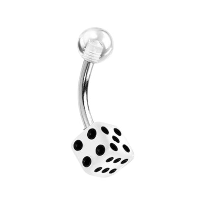 Surgical Steel 14 Gauge Belly Ring with Acrylic Dice - photo 7