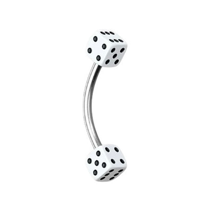 Surgical Steel Curved Barbell 16G with UV Acrylic Dice - 10 Colors - photo 14
