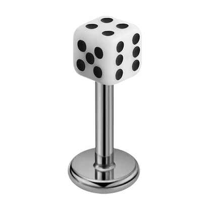 Surgical Steel 16 Gauge Flat Back Labret Stud with Acrylic Dice - photo 12