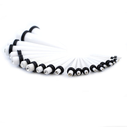 White Acrylic CZ Spike Taper Stretching Kit 16G to 7/16 Inch - 22 Pack - photo 2