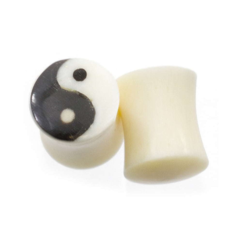 White Bone Ear Plugs with Yin Yang Symbol - Pair - photo 2