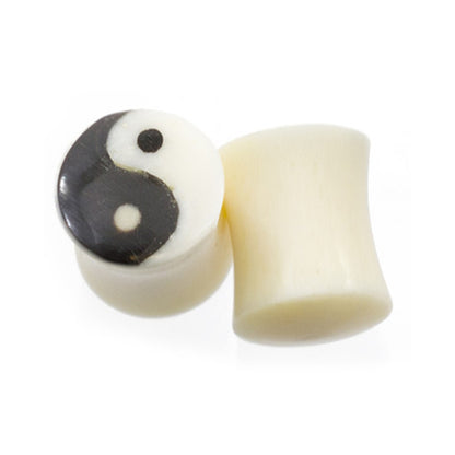 White Bone Ear Plugs with Yin Yang Symbol - Pair - photo 2