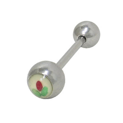 Surgical Steel 14 Gauge Tongue Barbell with Flower Logo - photo 5