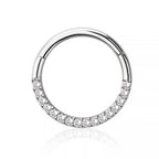 14K Solid Gold 16 Gauge Front Facing Paved CZ Hinged Segment Ring