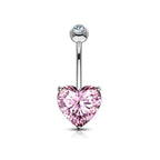 14K Solid Gold 14 Gauge Belly Button Ring with Heart CZ - photo 4
