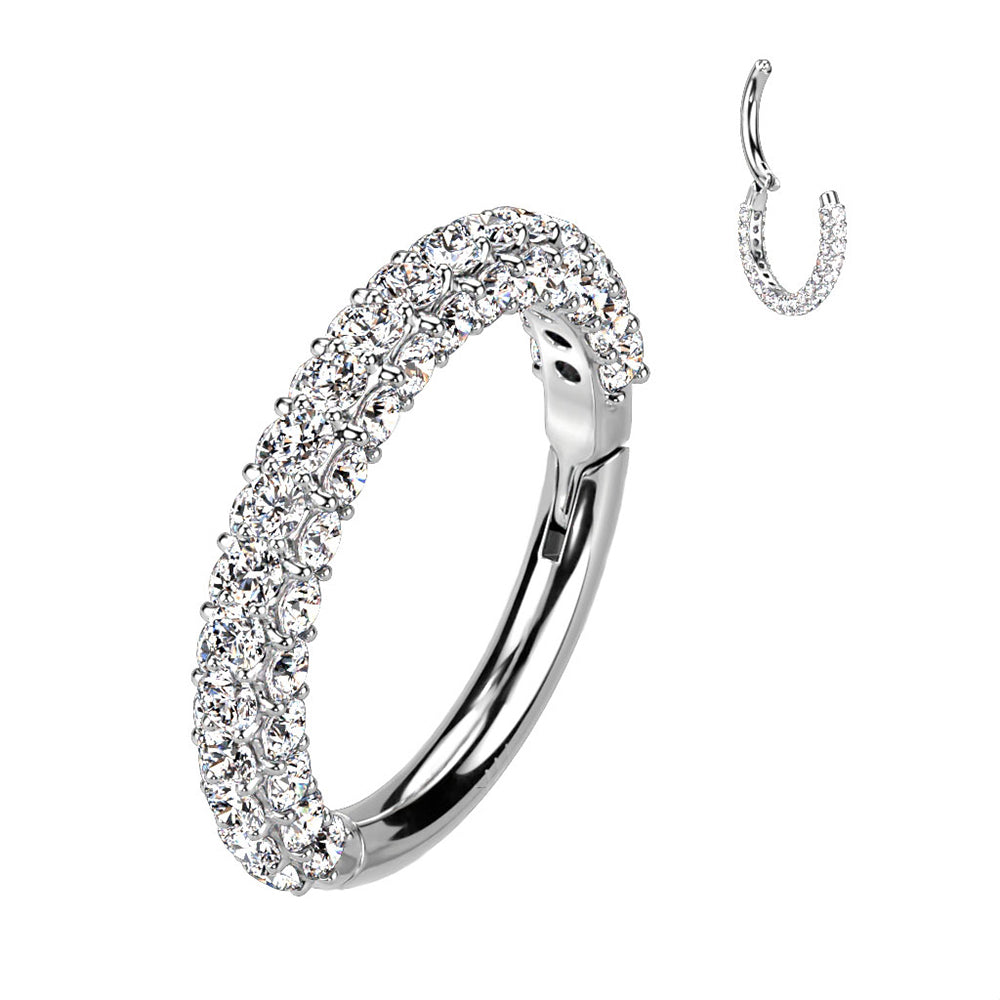 14K Solid Gold 16, 18 & 20 Gauge Hinged Segment Ring with Paved CZ - photo 5
