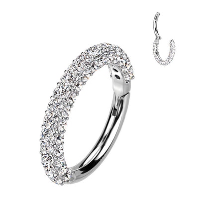 14K Solid Gold 16, 18 & 20 Gauge Hinged Segment Ring with Paved CZ - photo 5