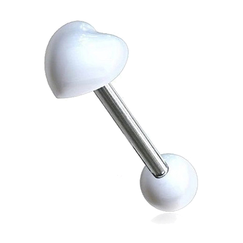 Surgical Steel 14 Gauge Tongue Barbell Heart with Acrylic Tops - photo 5