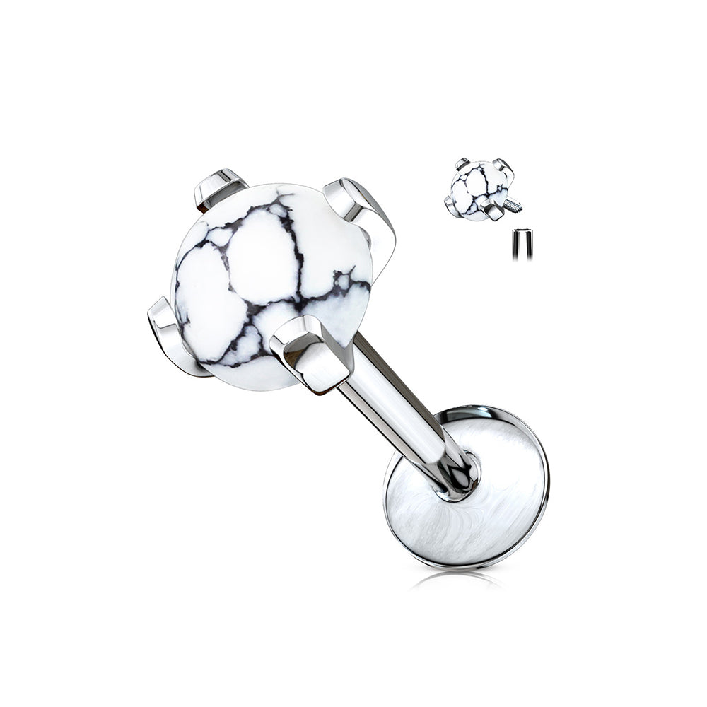 Surgical Steel 16 Gauge Labret Stud with Semi Precious Stone - photo 4