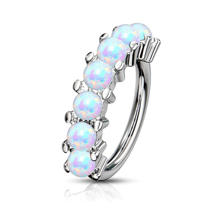 Surgical Steel 16 to 20 Gauge Lined Opal Bendable Hoop Ring - photo 5