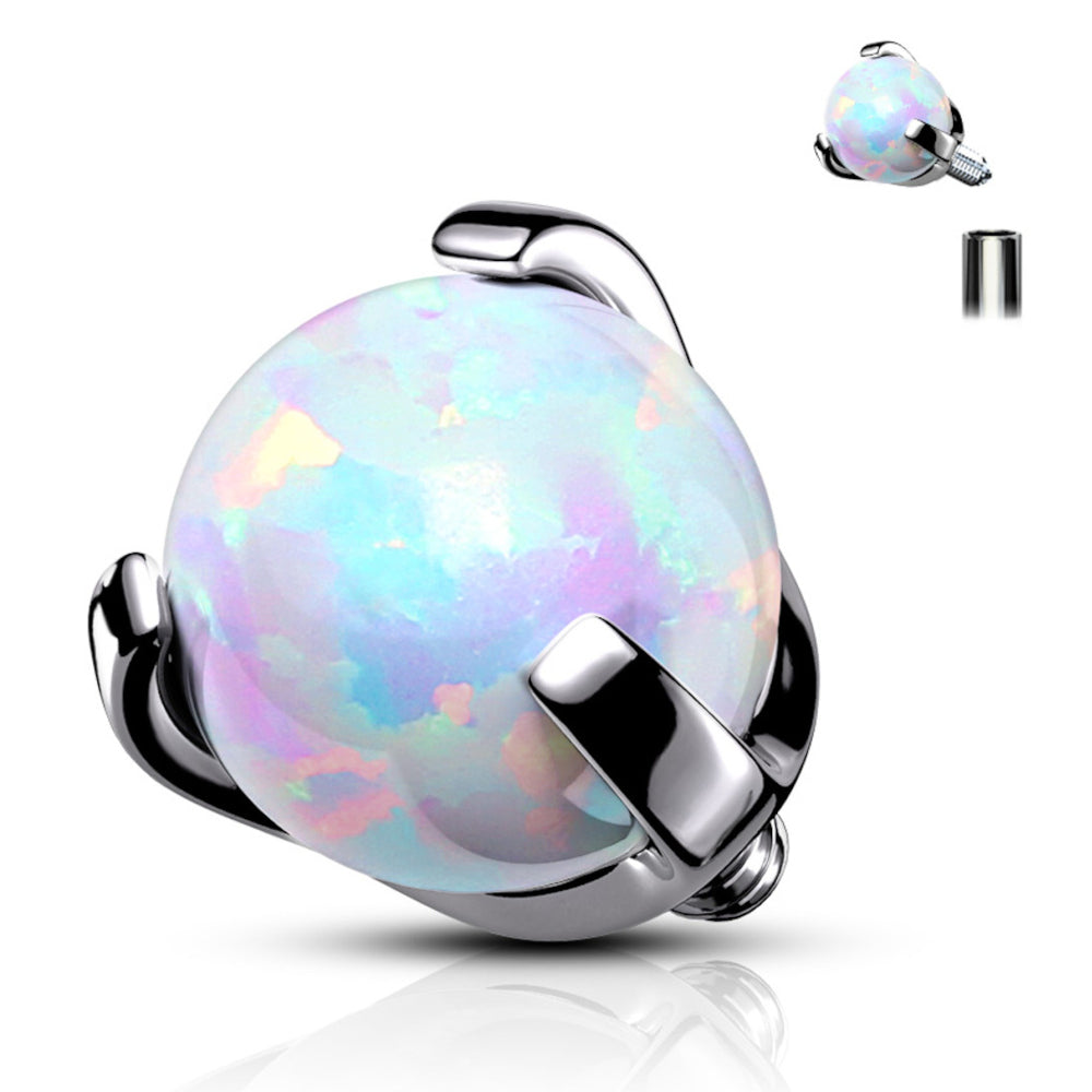 Titanium 14 & 16 Gauge Prong Set Opal Ball Dermal Anchor Tops